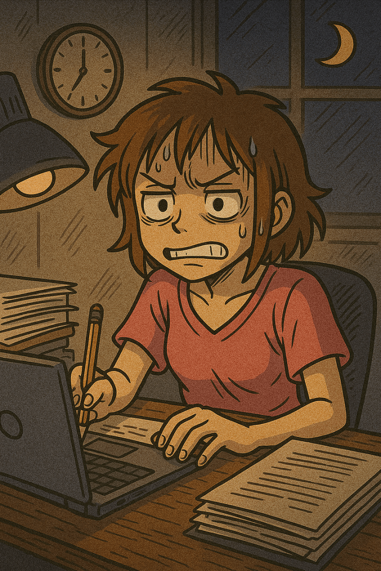 Illustration - personne qui travaille longtemps devant son ordinateur