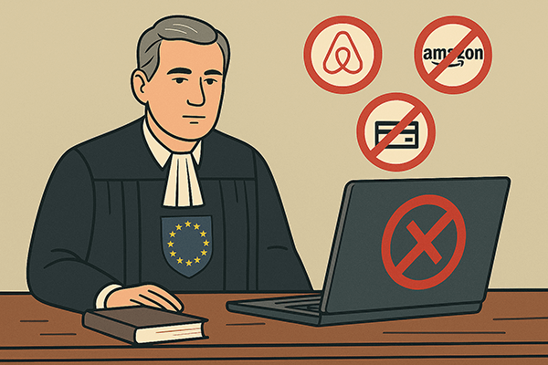 Illustration par IA : un juge a ses services numériques bloqués.