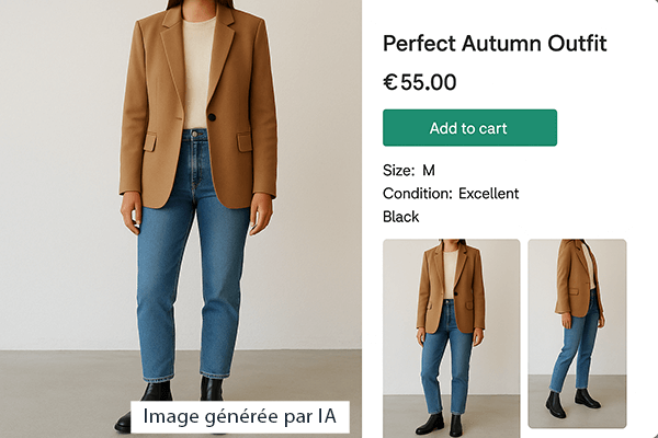 Illustration - Faux vêtement et fausse interface de site, généré par IA