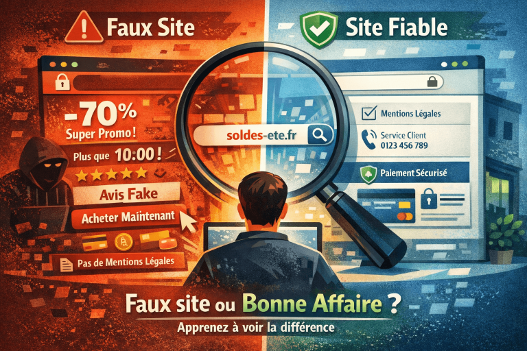 Illustration par ChatGPT - image indiquant comment détecter les faux sites Ecommerce