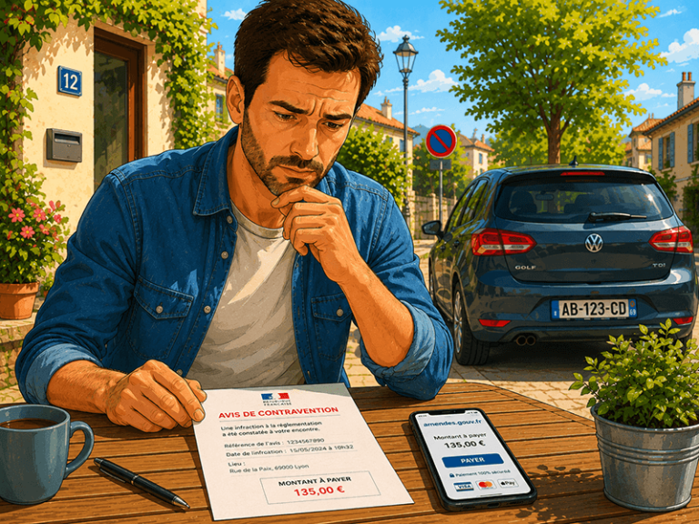 Illustration d'une personne recevant une amende - générée par chatgpt